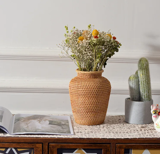 Handwoven Rattan Vase