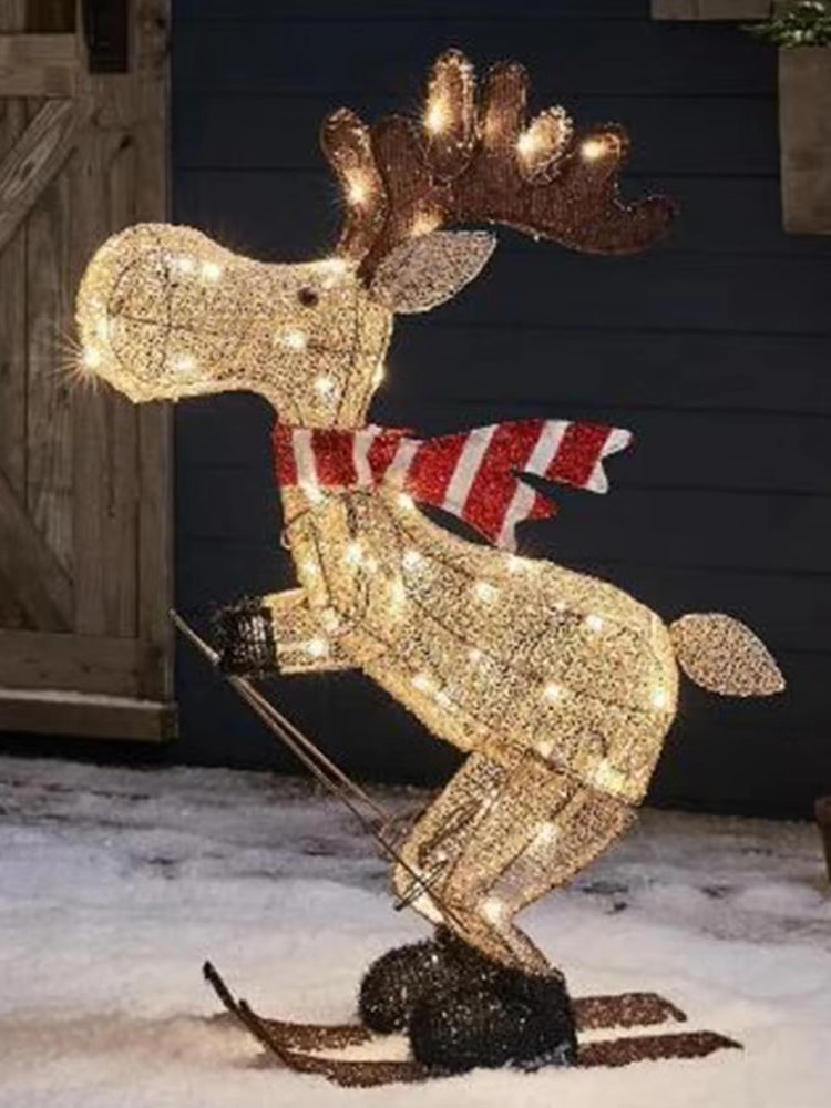 Skiing Reindeer Lawn Ornament