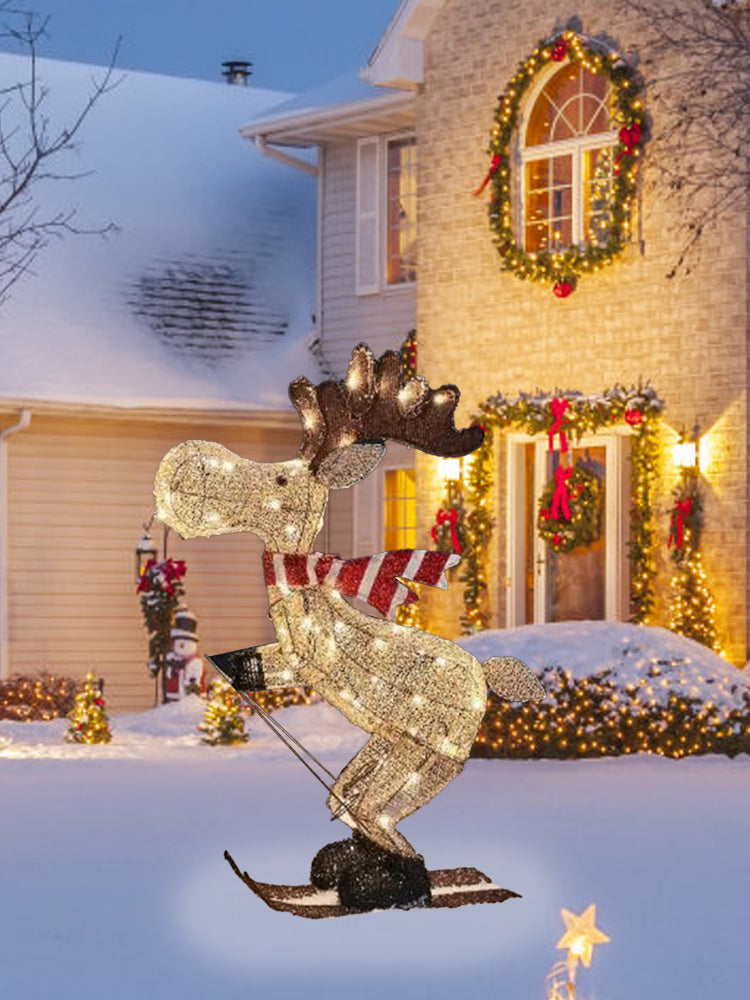 Skiing Reindeer Lawn Ornament