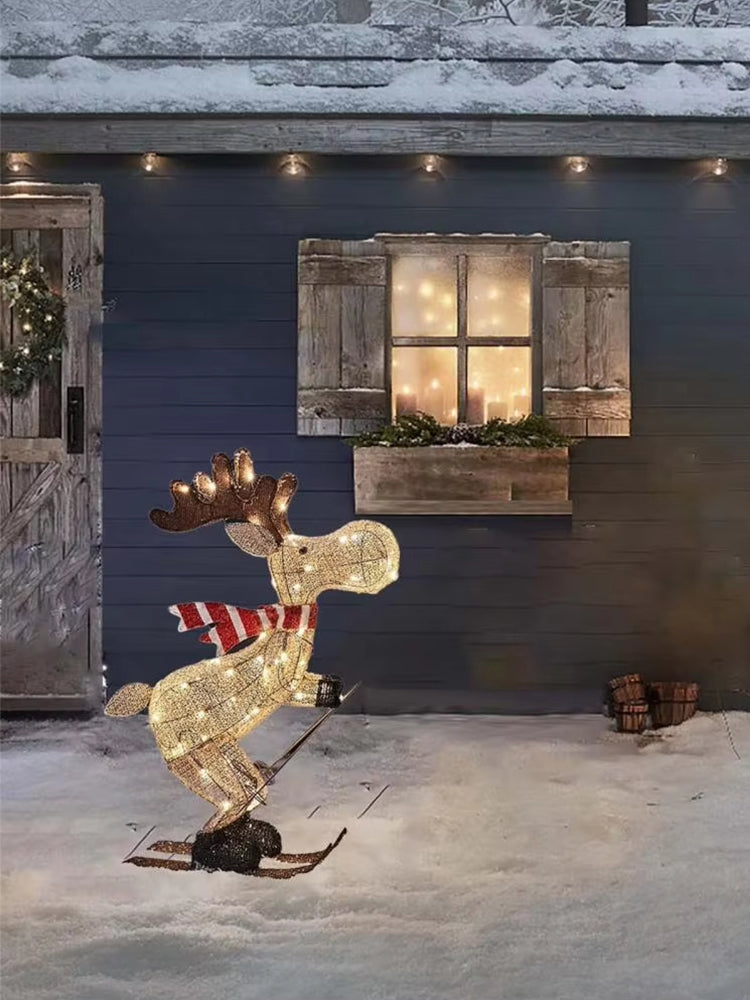 Skiing Reindeer Lawn Ornament