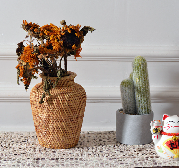 Handwoven Rattan Vase