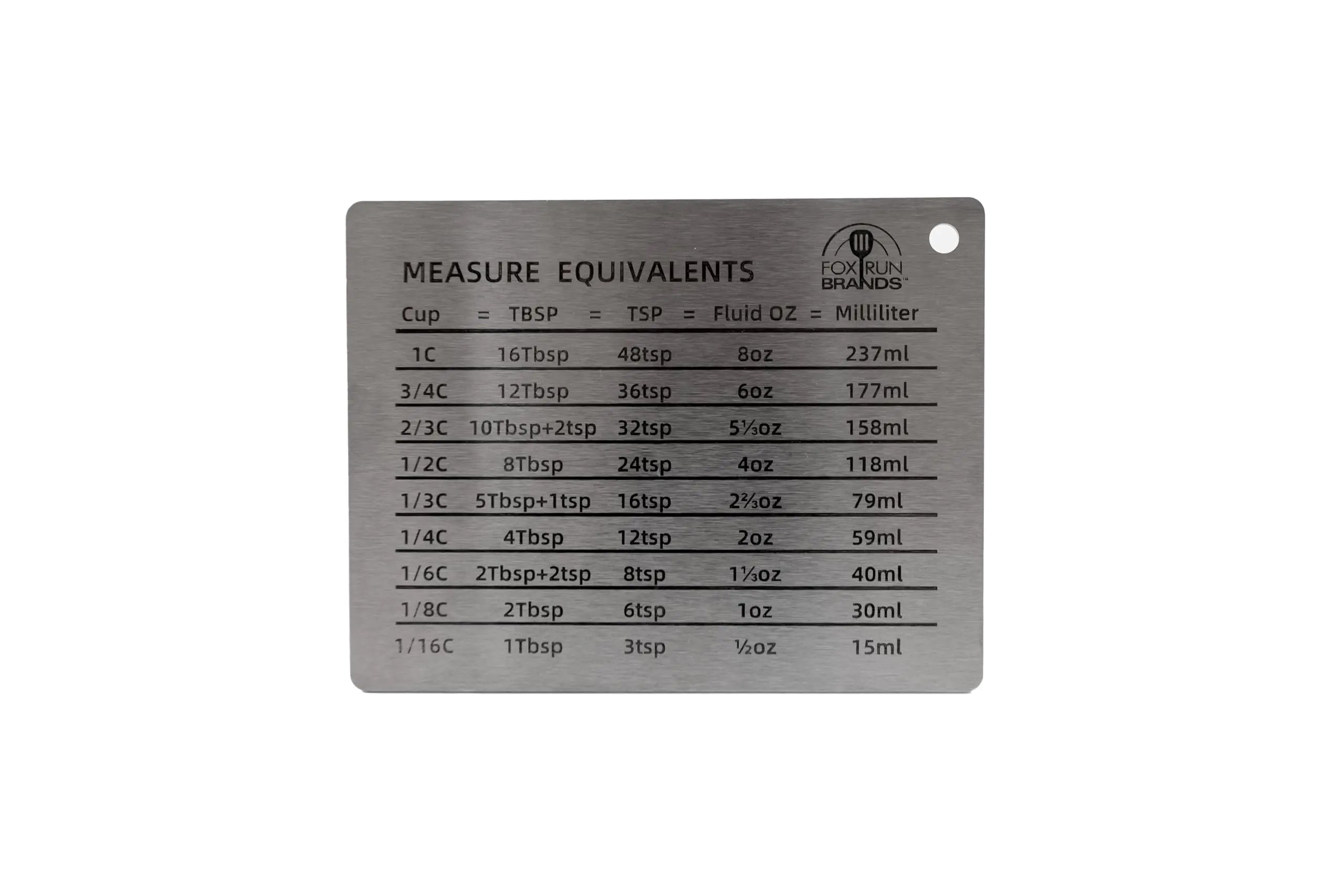 Stainless Steel Kitchen Conversion Chart Magnet