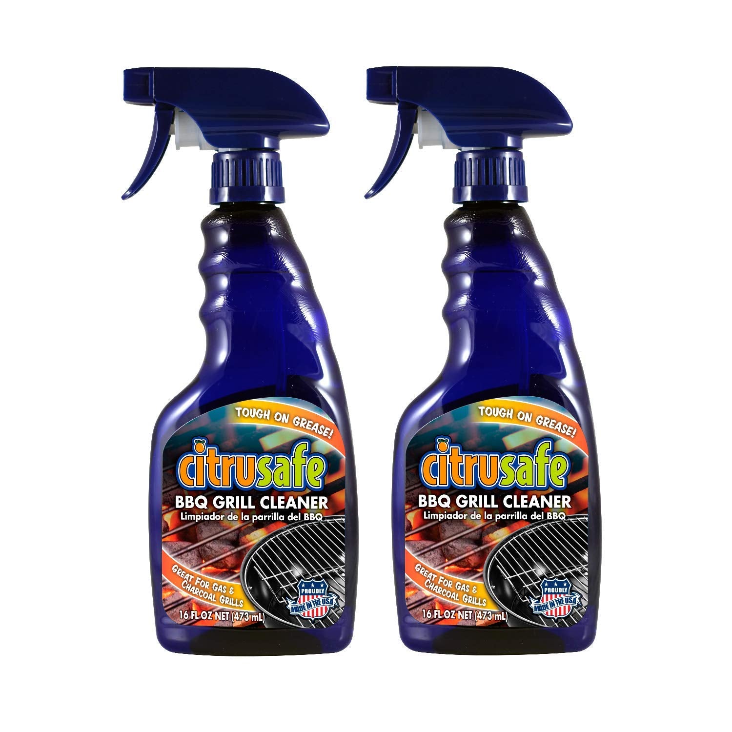 Citrusafe Grill and Grate Cleaner Spray 2 Pack (16 Oz) - Heavy Duty Spray Safely Cleans Burnt Food and Grease from BBQ - Great for Degreasing and Cleaning Grates