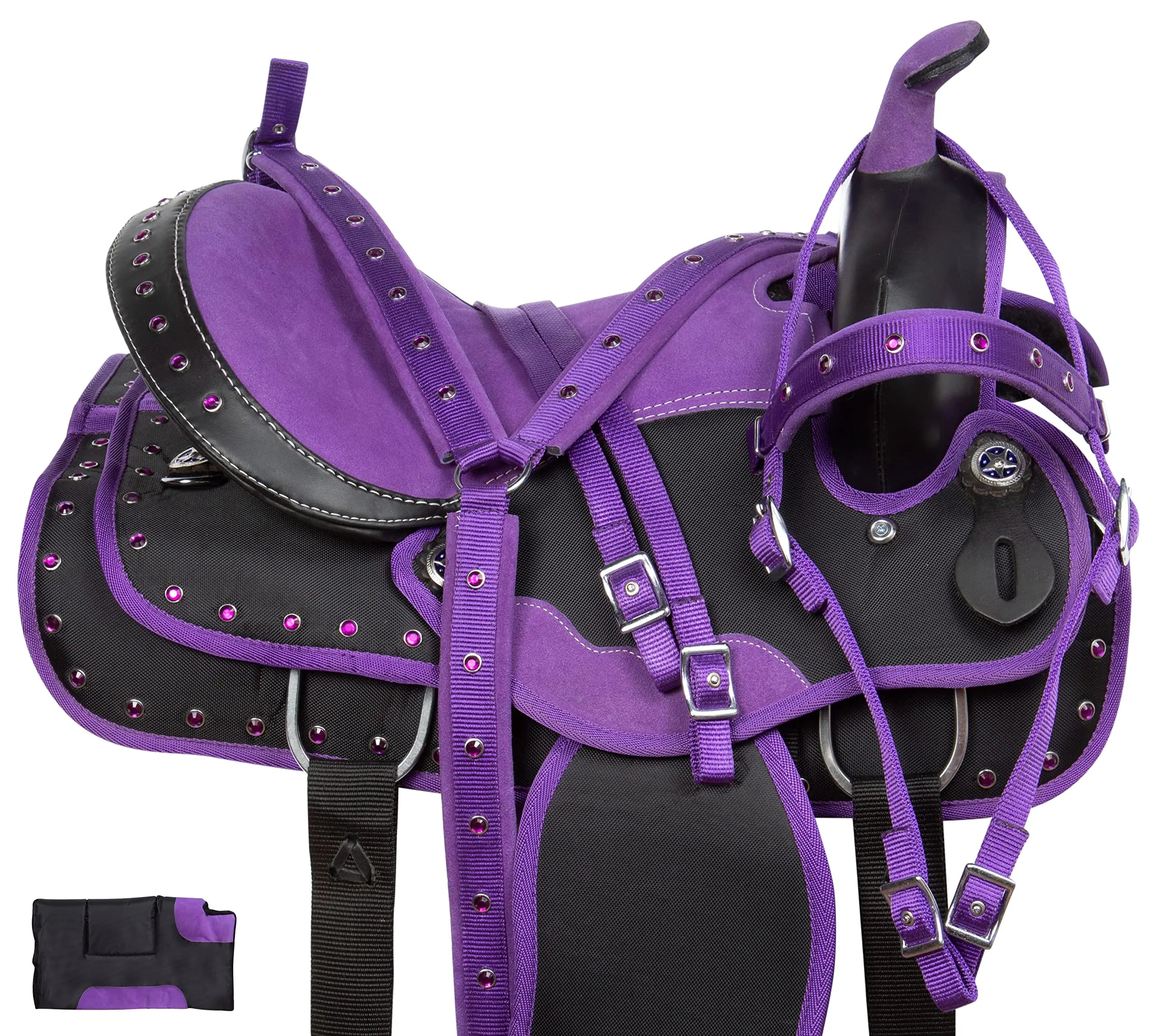 Ladies Western Horse Saddle Set (Purple 17")
