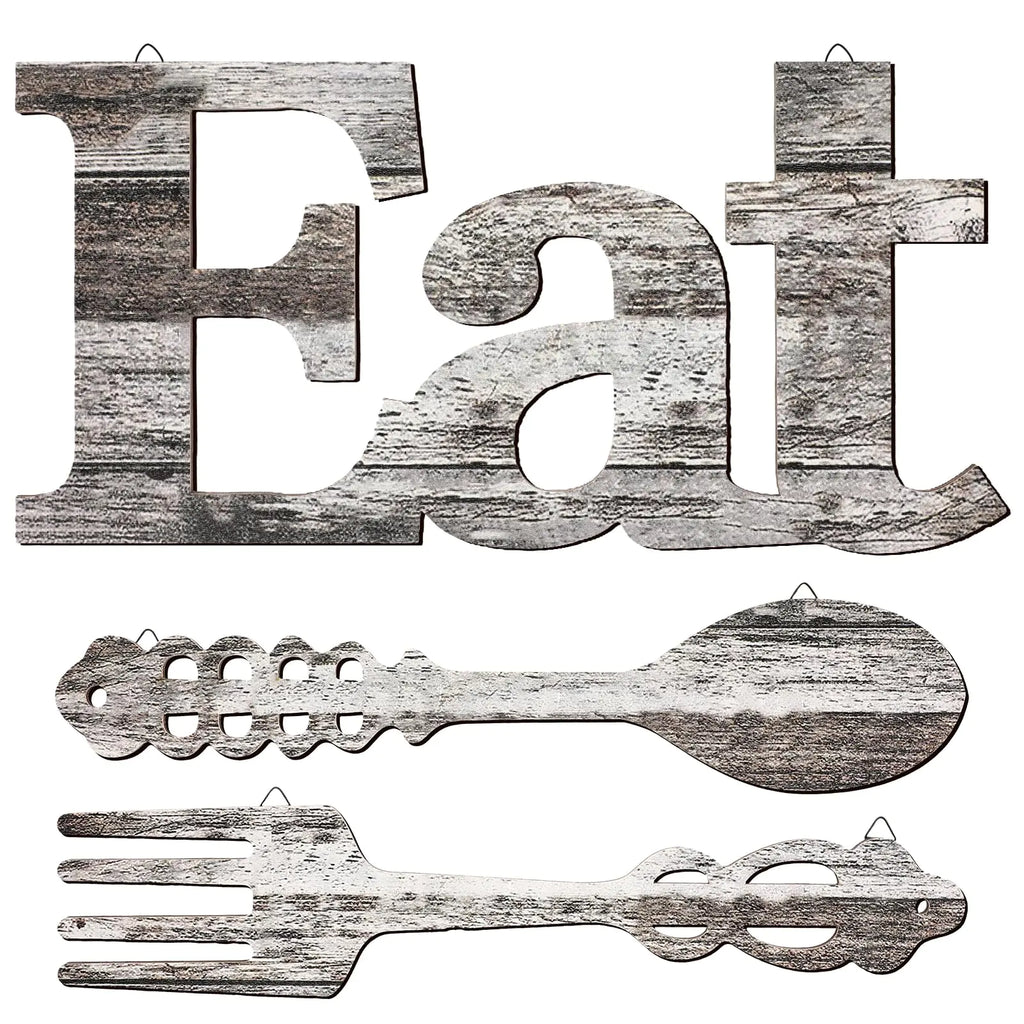 EAT Sign Fork and Spoon Wall Decor