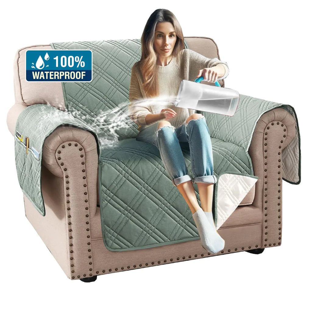 Reversible Waterproof Chair Slipcover with Elastic Straps
