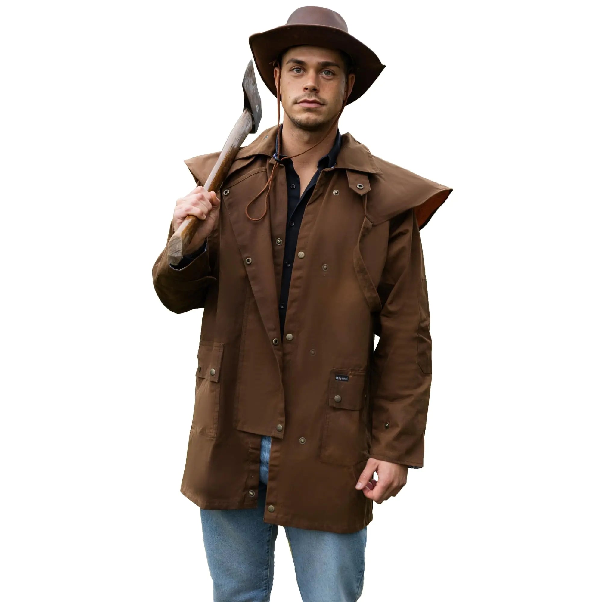 Oilskin Cotton Western Short Duster