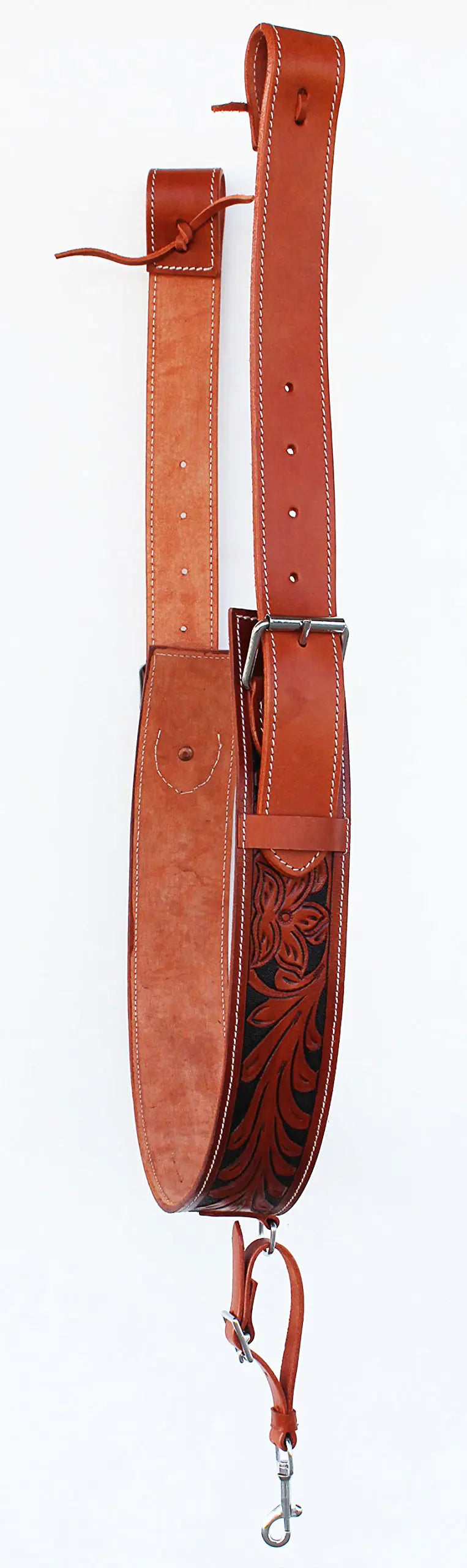 Western Floral Tooled Leather Rear Flank Back Cinch w/Billets