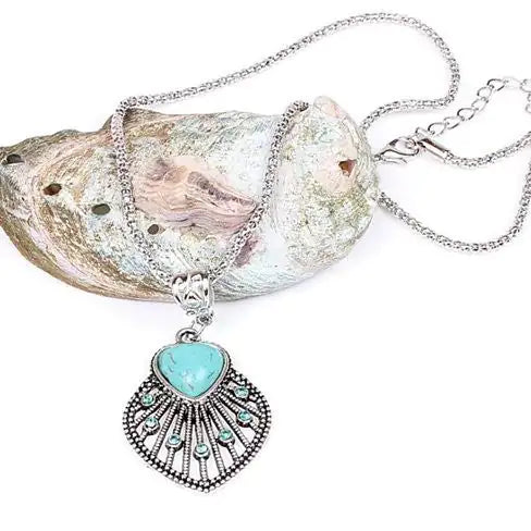 Peacock Heart Turquoise Pendant