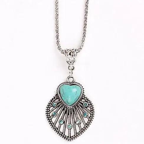 Peacock Heart Turquoise Pendant