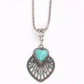 Peacock Heart Turquoise Pendant