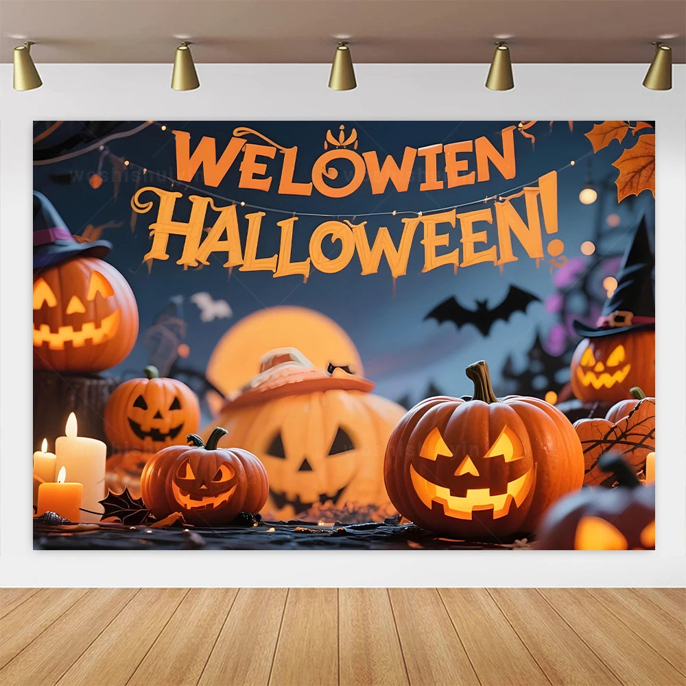 Halloween Theme Party Decorations Backdrop Horror Night Haunted House Scary Cemetery Skull Witch Photography Background Decor