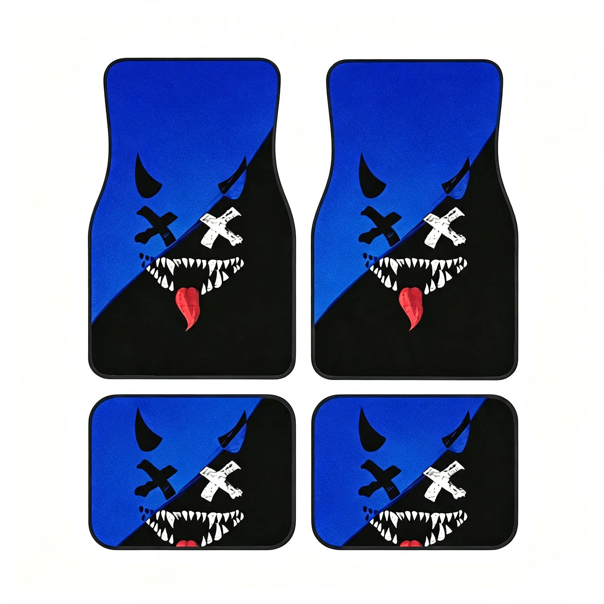 4pcs Car Floor Mats Set Halloween Spooky Smile Design Non-Slip Waterproof Universal Wear Front Rear Interior Accessories Rugs
