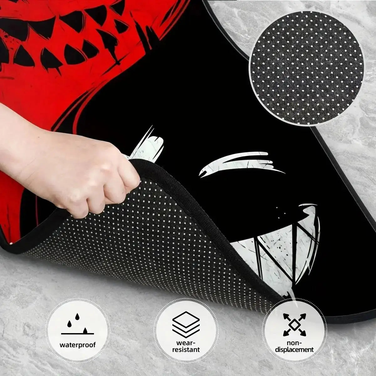 4pcs Car Floor Mats Set Halloween Spooky Smile Design Non-Slip Waterproof Universal Wear Front Rear Interior Accessories Rugs