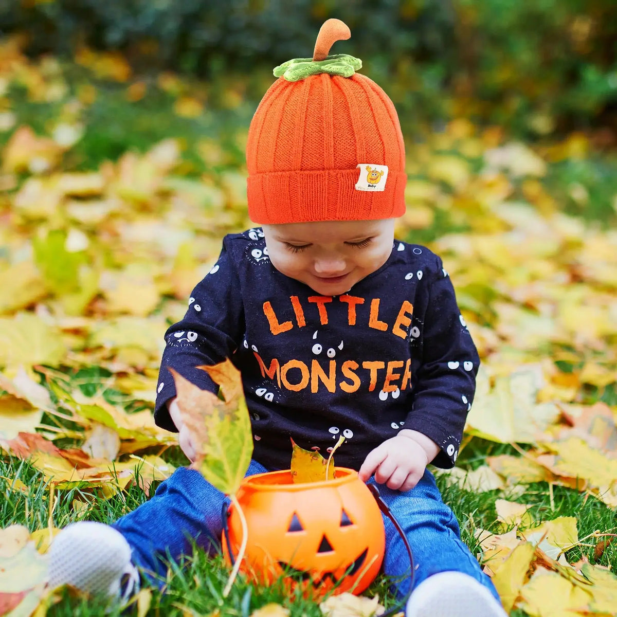Halloween Baby Pumpkin Hat Infant Kids Pumpkin Beanie Cute Knitted Hat Newborn Beanie Baby Boy Girl 5M-3Y Thanksgiving Cap