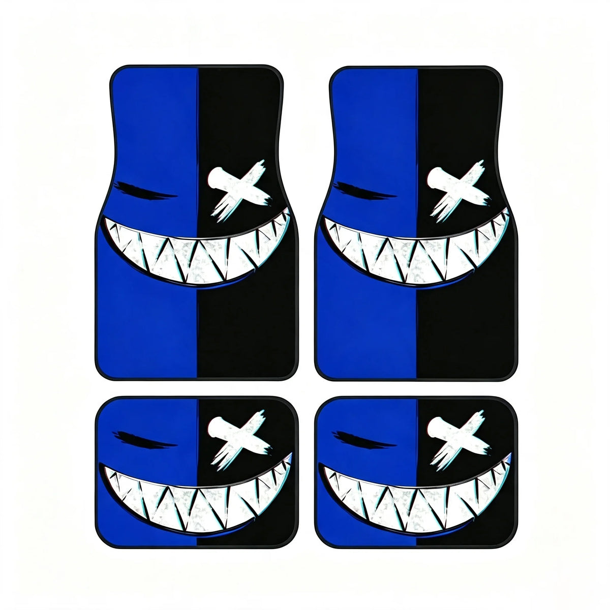 4pcs Car Floor Mats Set Halloween Spooky Smile Design Non-Slip Waterproof Universal Wear Front Rear Interior Accessories Rugs