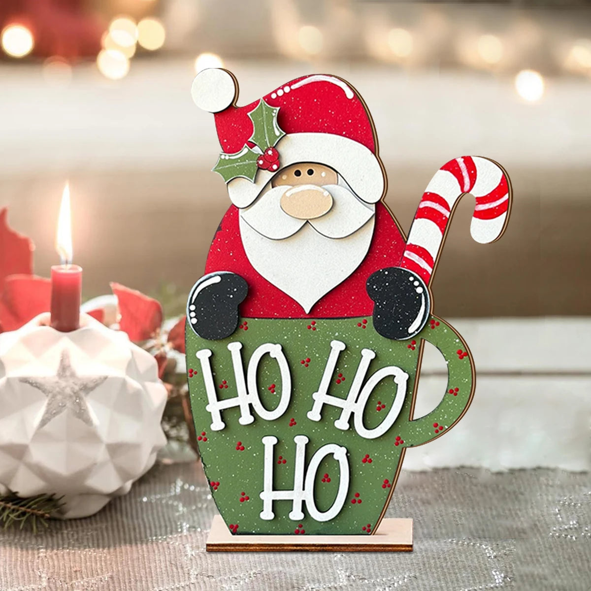 Festive Santa- in-a-Mug Tabletop Ornament