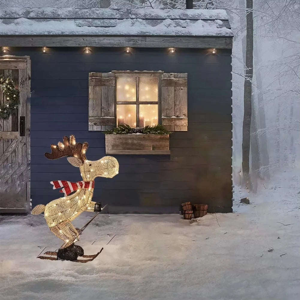 Skiing Reindeer Lawn Ornament