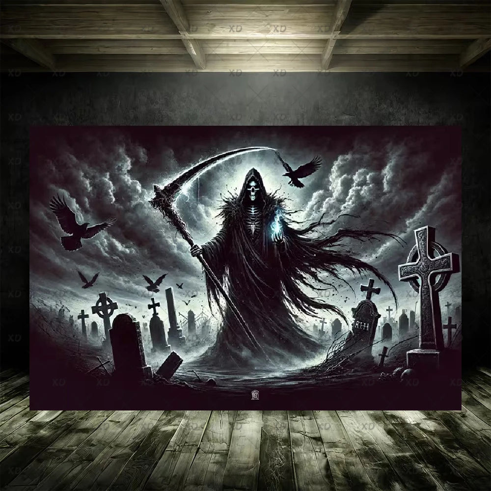 Halloween Spooky Graveyard Backdrop Moonlight Haunted Cemetery Photography Background Party Decoration Photo Booth Banner Props