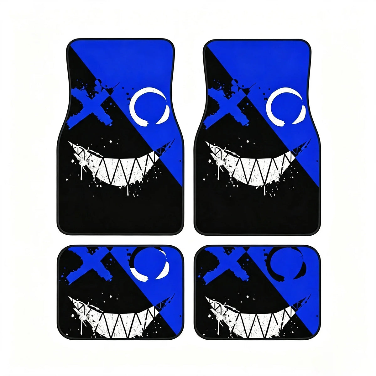 4pcs Car Floor Mats Set Halloween Spooky Smile Design Non-Slip Waterproof Universal Wear Front Rear Interior Accessories Rugs