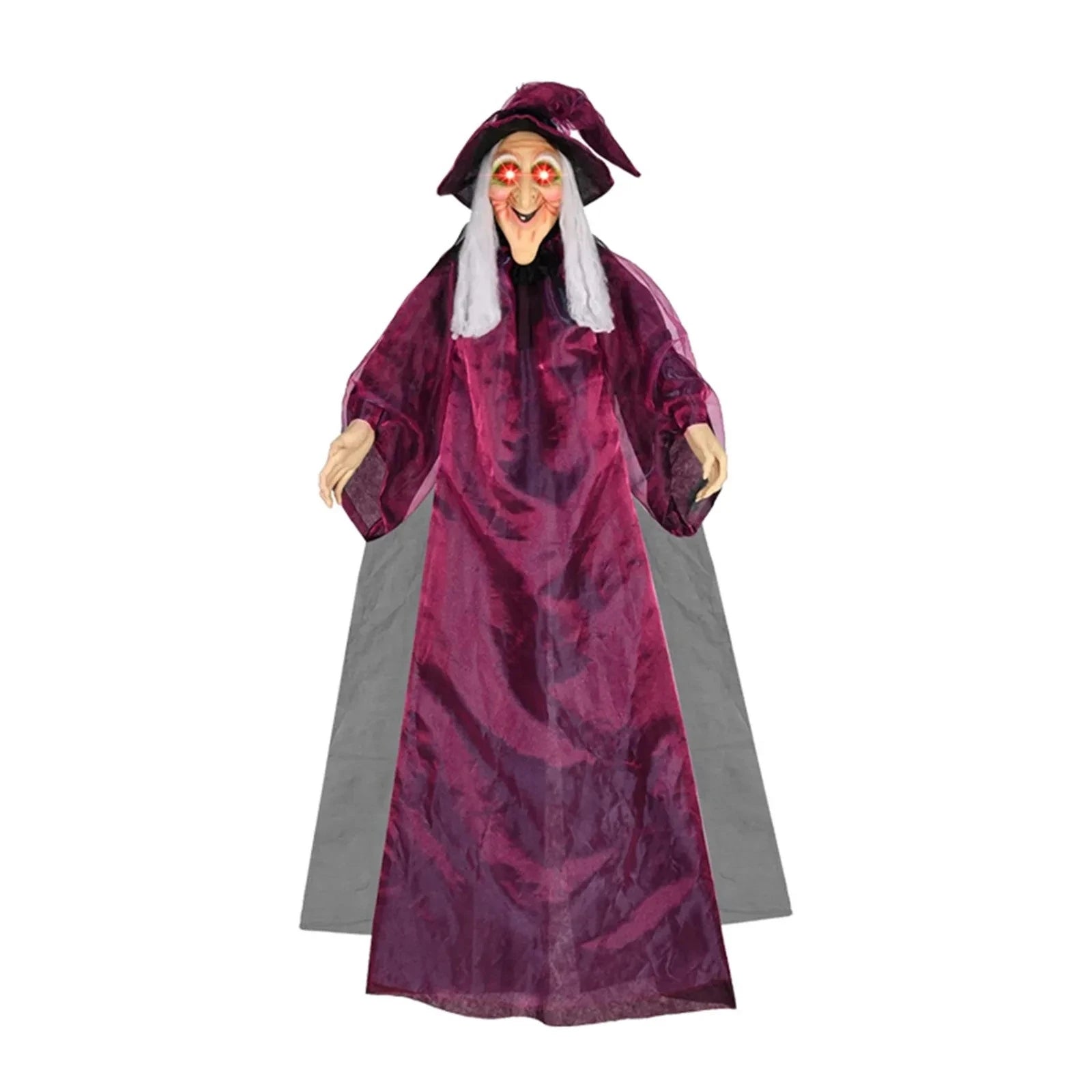 Hanging Halloween Witch with Glowing Eyes (Purple)