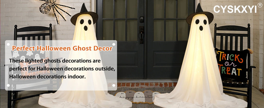 2 Packs Halloween Decorations Outdoor Cute glow Indoor Spooky Ghost Scary Ghosts Decor for Yard Garden Home birthday decoration