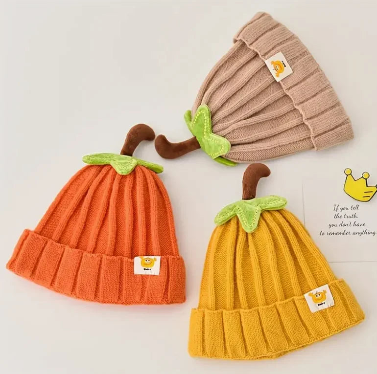Halloween Baby Pumpkin Hat Infant Kids Pumpkin Beanie Cute Knitted Hat Newborn Beanie Baby Boy Girl 5M-3Y Thanksgiving Cap