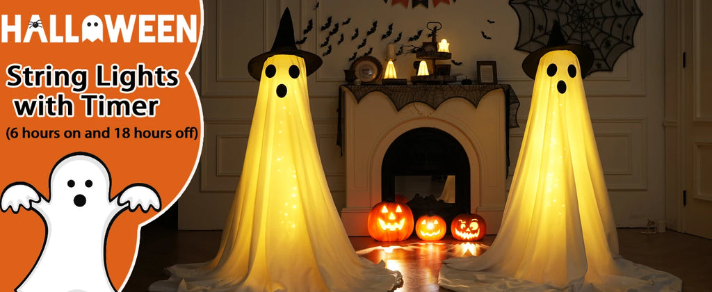 2 Packs Halloween Decorations Outdoor Cute glow Indoor Spooky Ghost Scary Ghosts Decor for Yard Garden Home birthday decoration