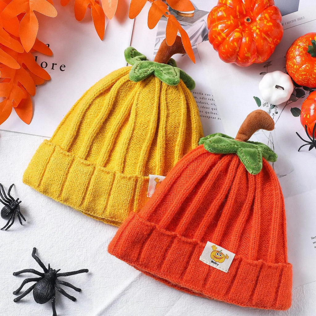 Halloween Baby Pumpkin Hat Infant Kids Pumpkin Beanie Cute Knitted Hat Newborn Beanie Baby Boy Girl 5M-3Y Thanksgiving Cap