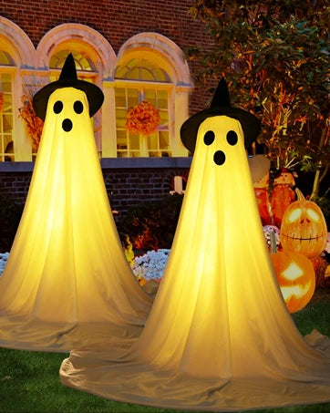 2 Packs Halloween Decorations Outdoor Cute glow Indoor Spooky Ghost Scary Ghosts Decor for Yard Garden Home birthday decoration