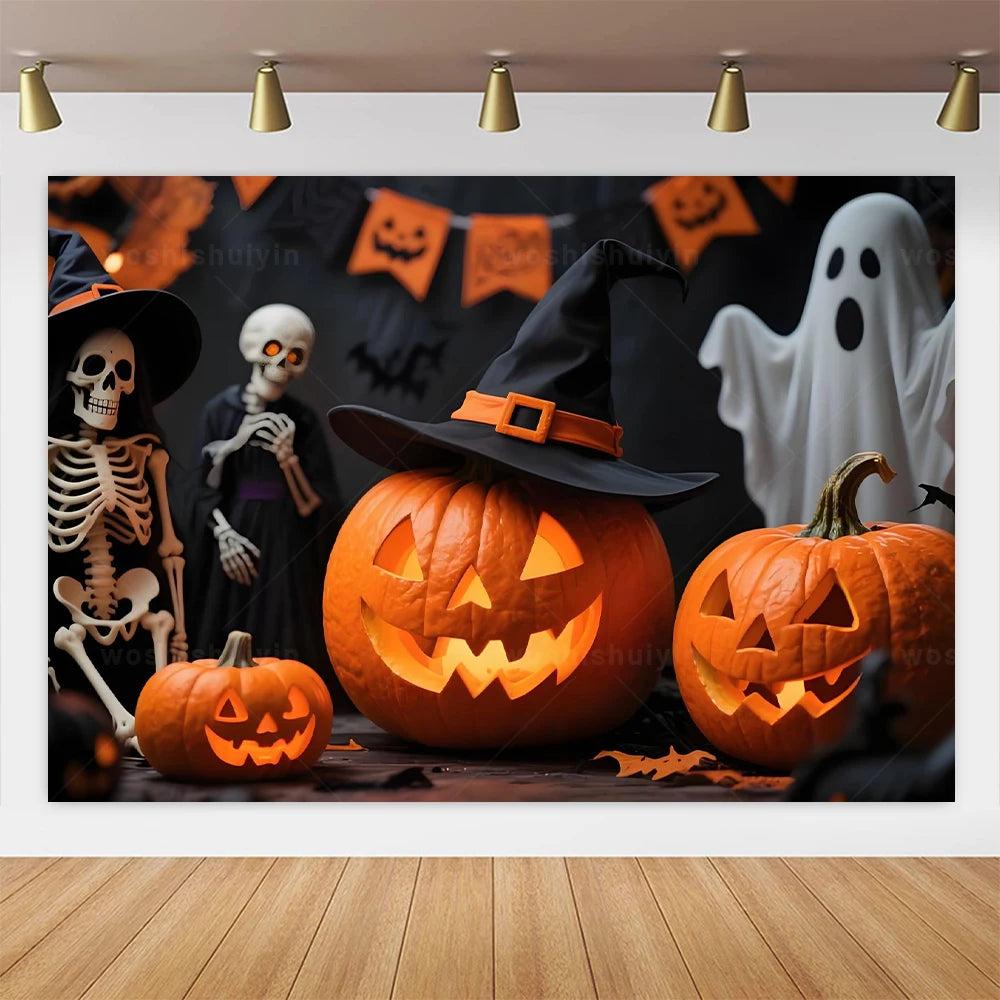 Halloween Theme Party Decorations Backdrop Horror Night Haunted House Scary Cemetery Skull Witch Photography Background Decor