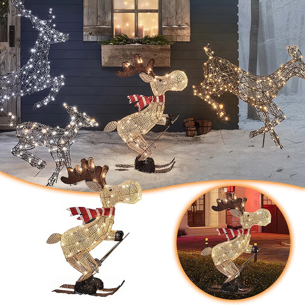 Skiing Reindeer Lawn Ornament