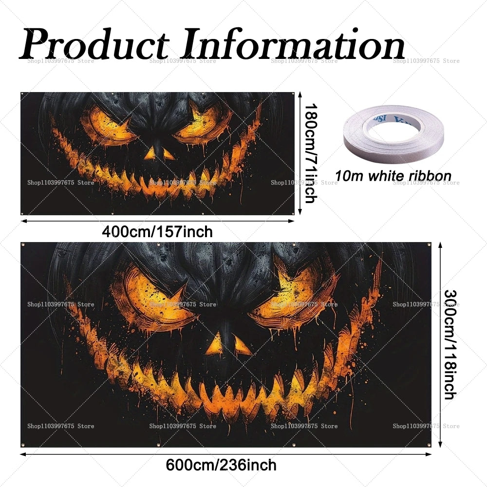 Halloween Skeleton Pumpkin Garage Door Banner Decor Photography Backdrop Outdoor Walls Events Background Props Party Supplies