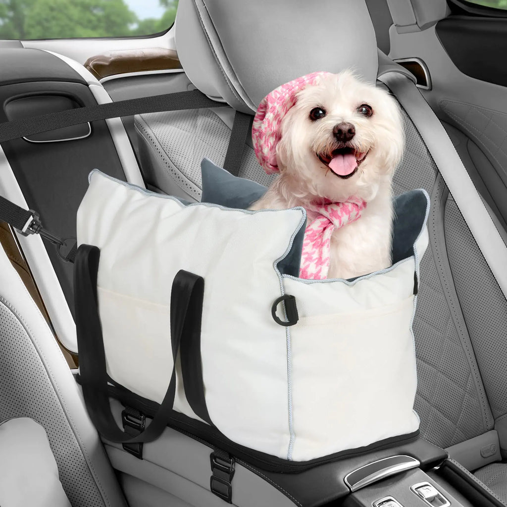 Center Console Pet Bed/Booster Seat with Cushion & Storage Pockets