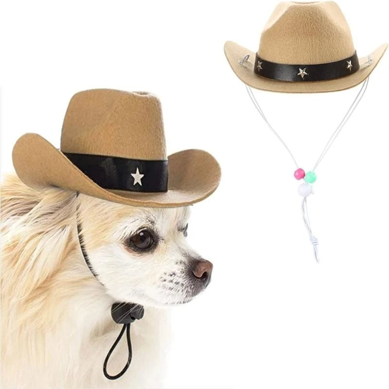 Dog Cowboy Costume Hat Bandanas Set Dogs Adjust Caps Festival Props Outfit