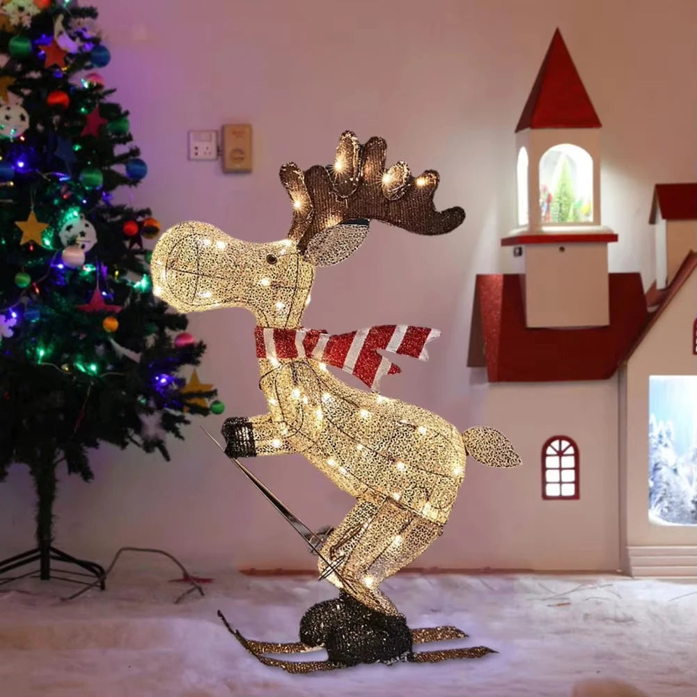 Skiing Reindeer Lawn Ornament