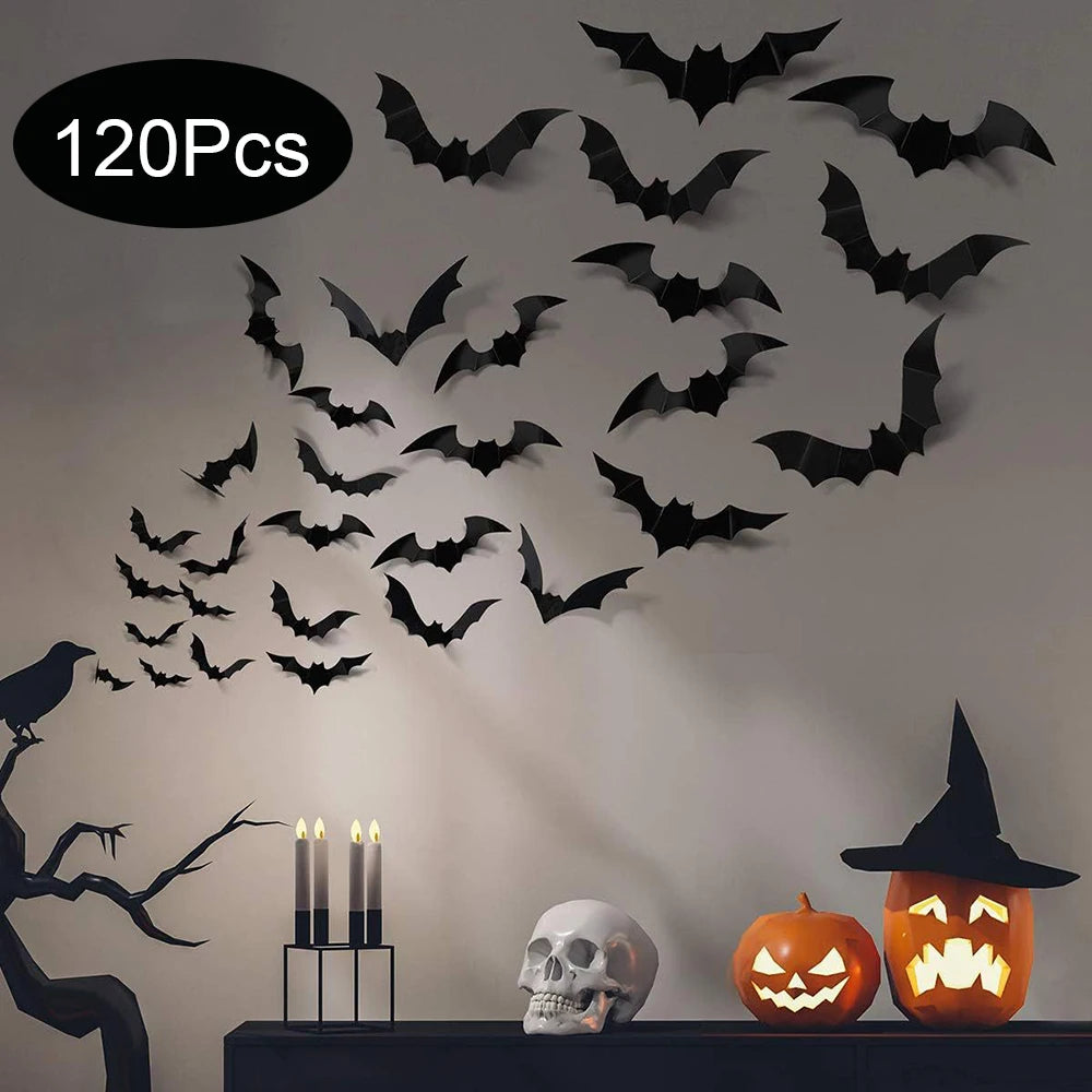 Halloween Bats Decoration,Black Pvc Bats On The Wall Decor,Halloween Bat Wall Stickers,Horror Front Porch Decor