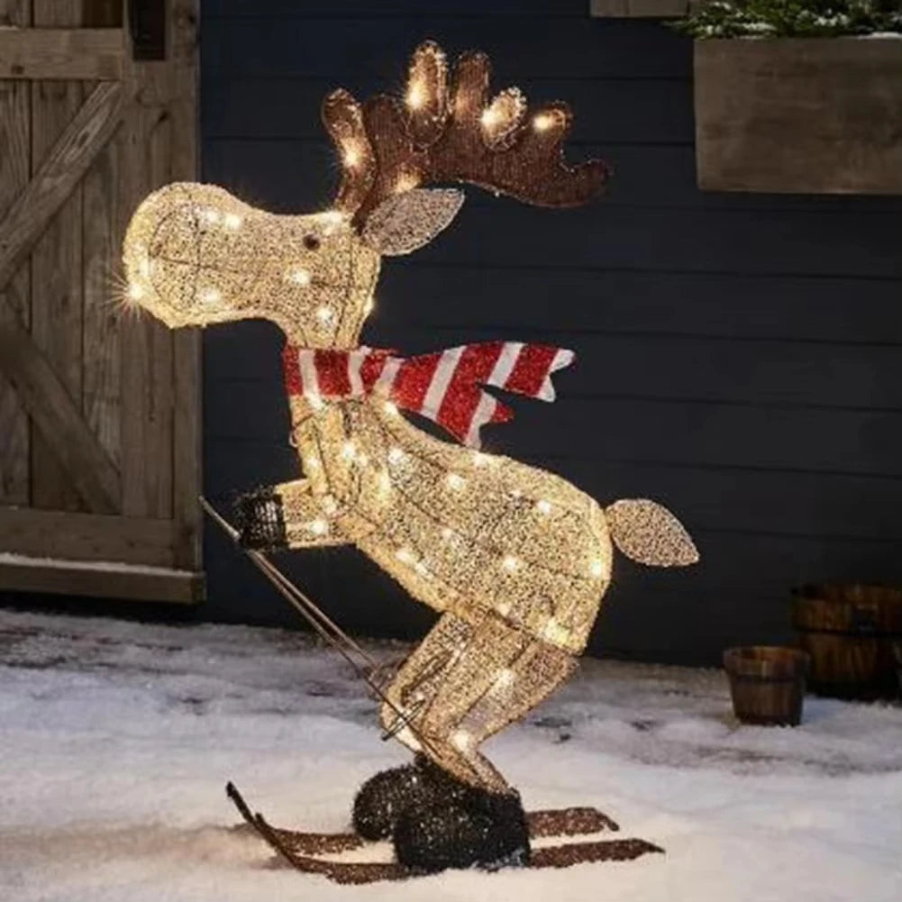 Skiing Reindeer Lawn Ornament