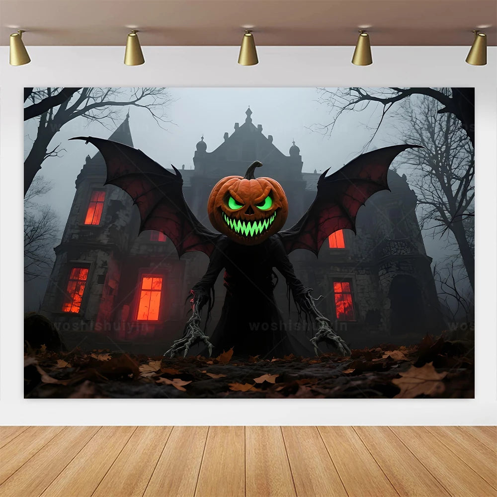 Halloween Theme Party Decorations Backdrop Horror Night Haunted House Scary Cemetery Skull Witch Photography Background Decor