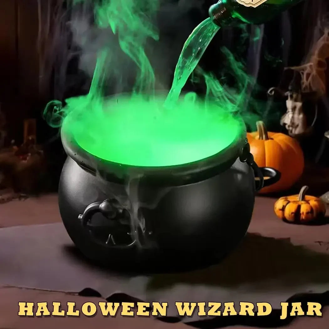 Halloween WitchCauldron with LED Light & Fog Mist Maker Skeleton Decor for Spooky Hocus Pocus Party, Home, Halloween Party