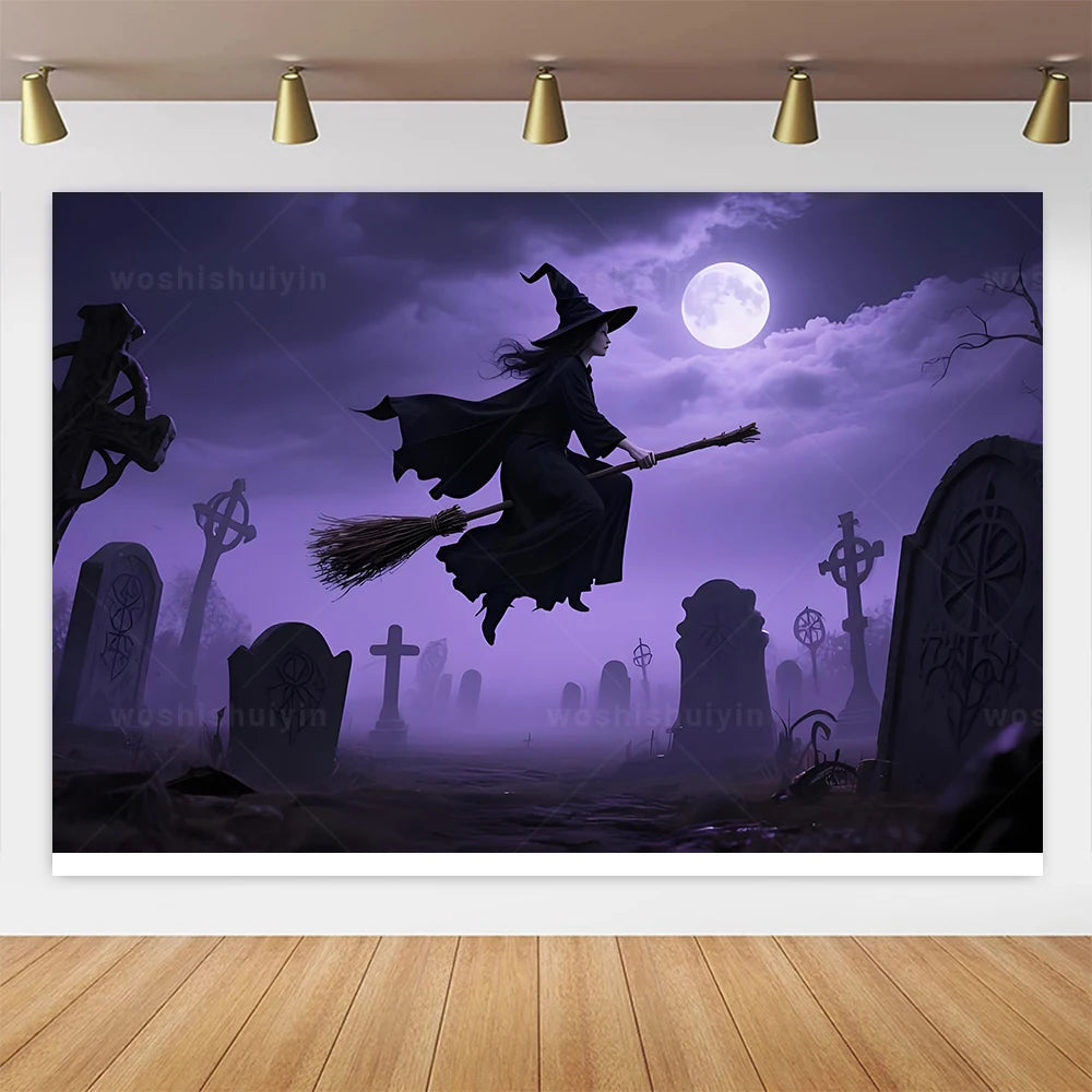 Halloween Theme Party Decorations Backdrop Horror Night Haunted House Scary Cemetery Skull Witch Photography Background Decor