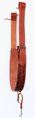 Western Floral Tooled Leather Rear Flank Back Cinch w/Billets