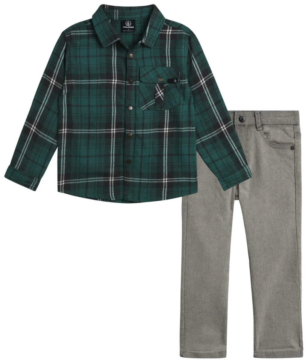 Toddler Boy's Flannel Shirt and Pants Set - 24 Months