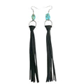 Handmade Fringe Leather and Turquoise Earrrings