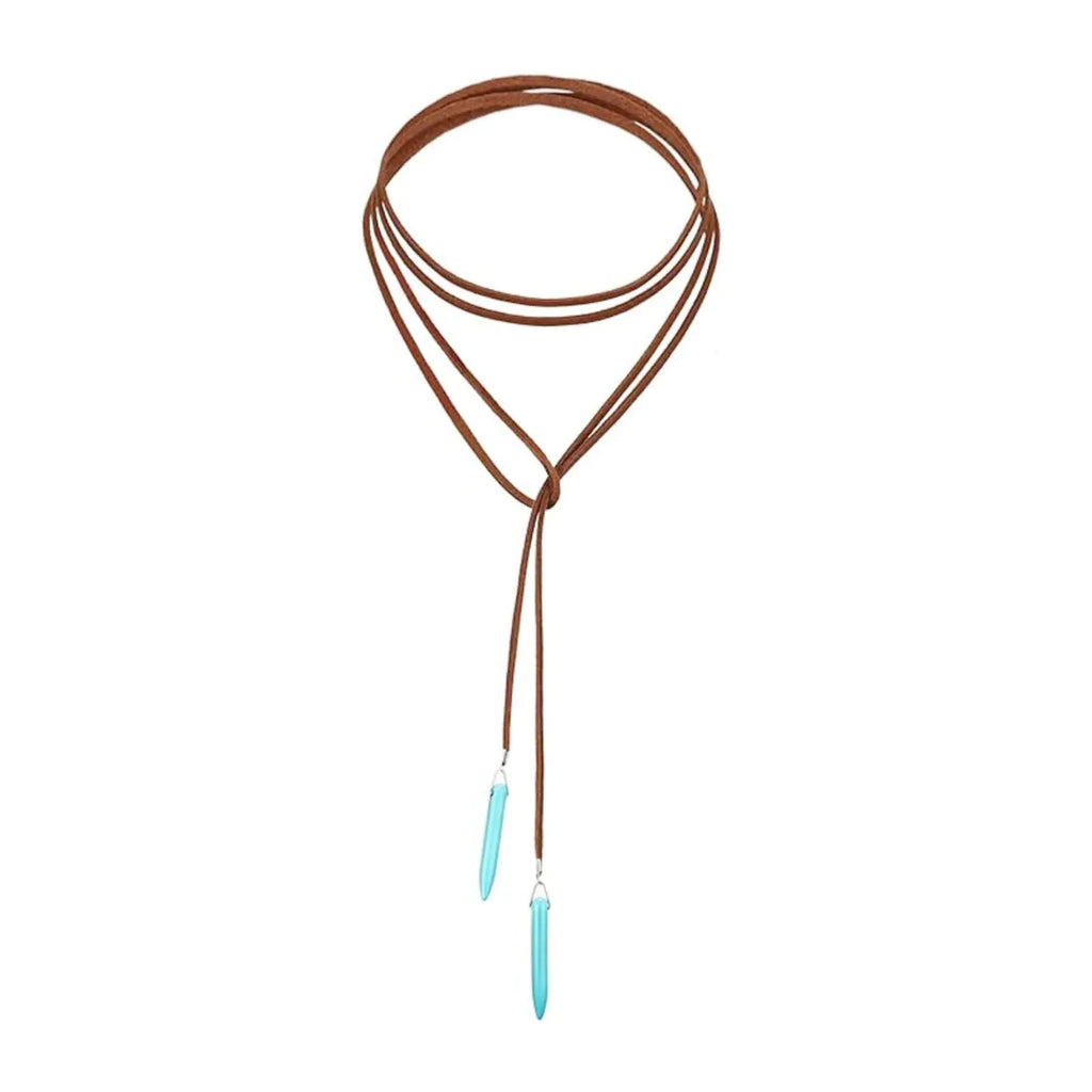 Feather Turquoise and Leather Choker/Necklace