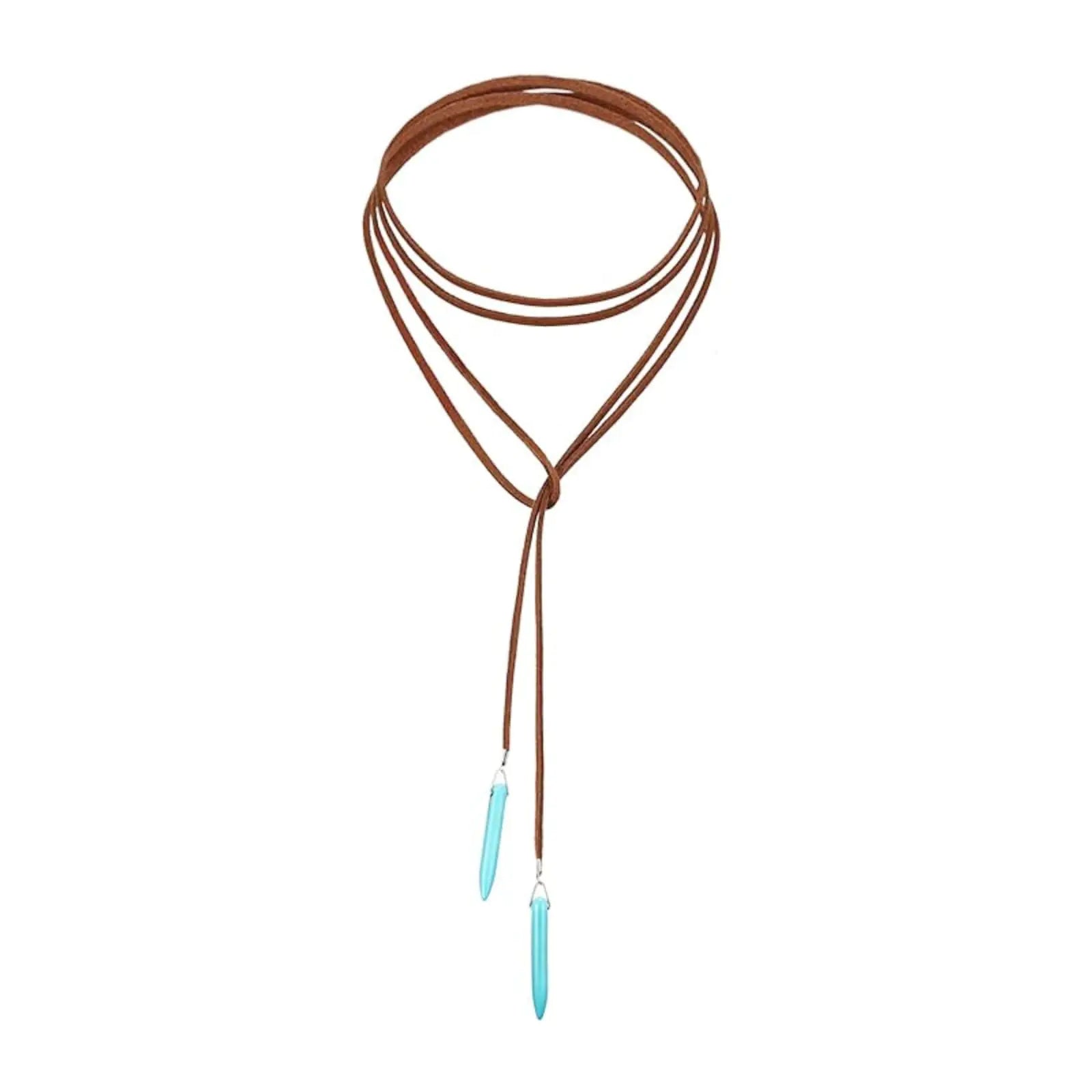 Feather Turquoise and Leather Choker/Necklace