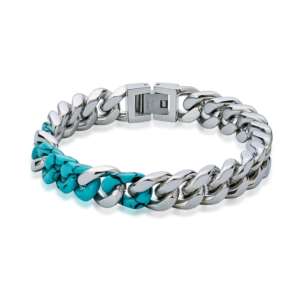Men's Cuban Link Turquoise Bracelet