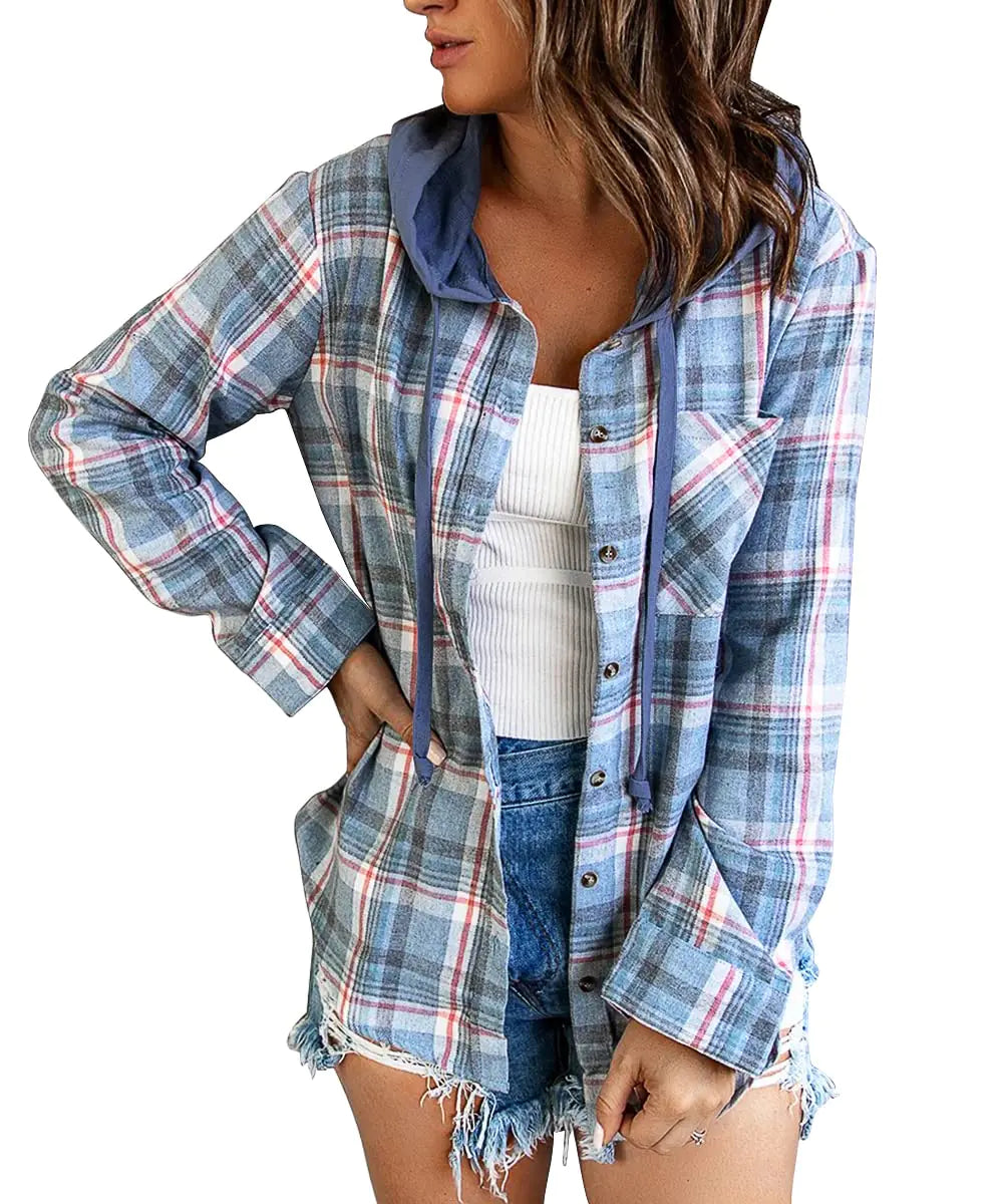 Women's Plaid Flannel Hoodie (Small)