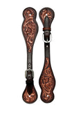 Floral Tooled Leather Spur Straps