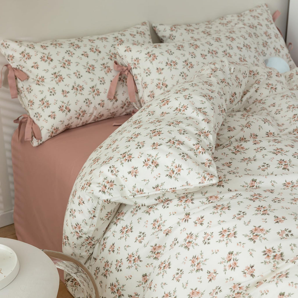 Pink Flower Duvet Cover Set (Twin)